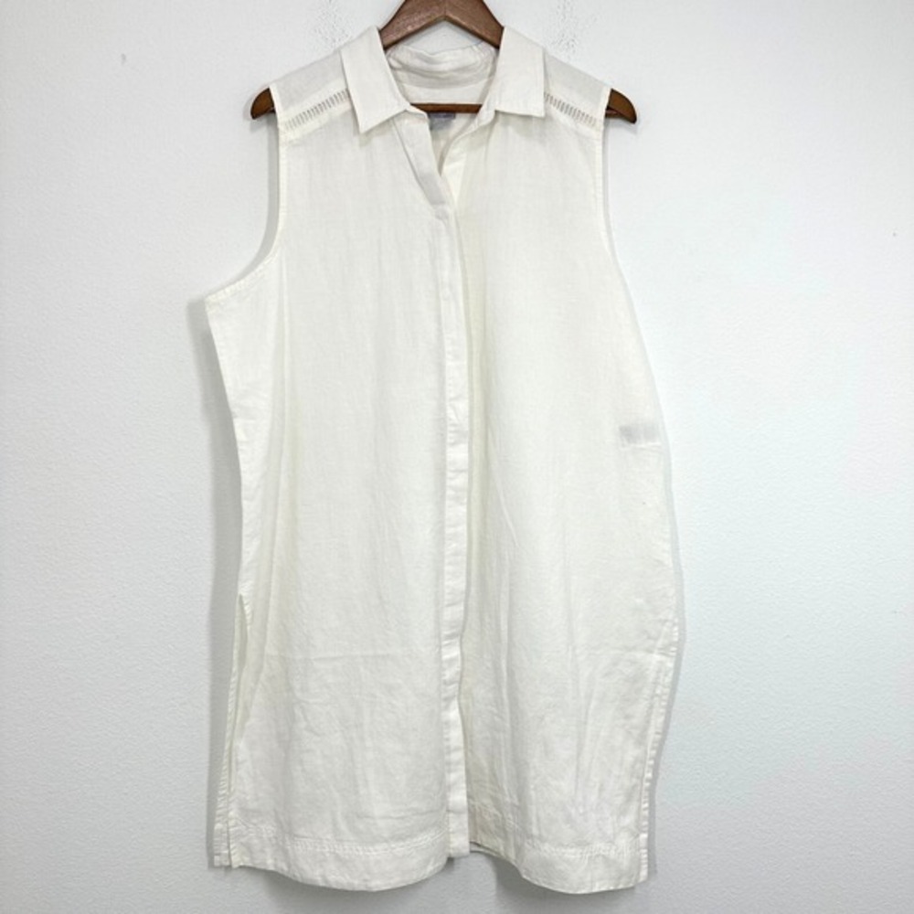 Chico's White Sleeveless Tunic Button-Front